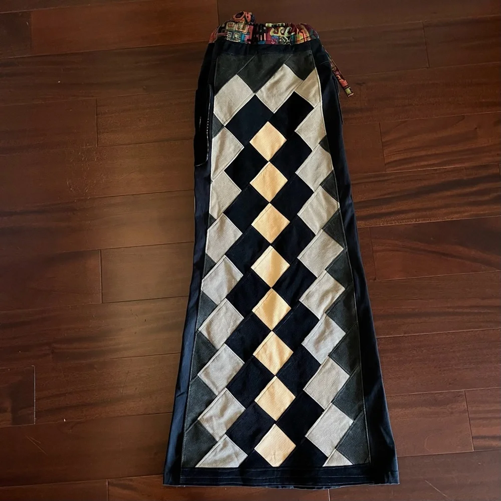 Phish Donut Patchwork Corduroy Pants - Blue Tan Adjustable Waist XXL - Picture 8 of 12